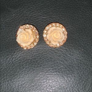 Large rose earrings
